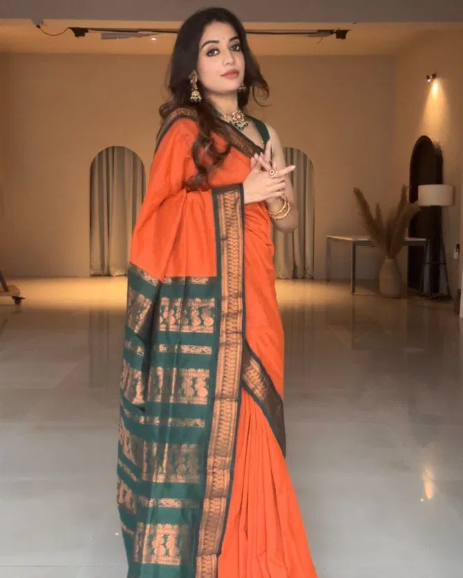 Orange Penther By Aab Art Silk Jacquard Border Saree Wholesale In India